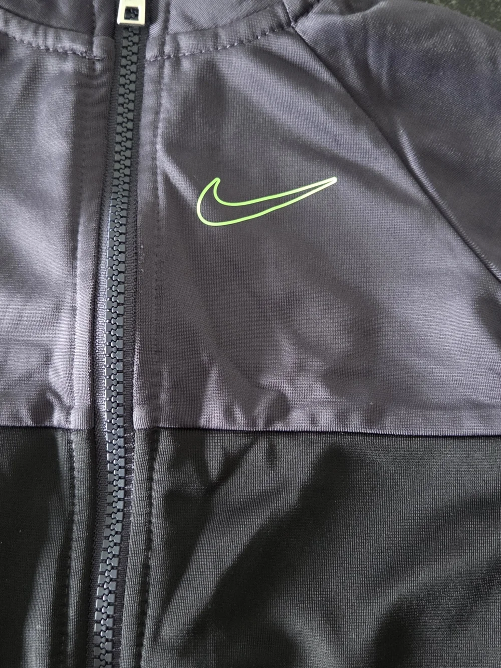 Nike Kids Two-Piece Tracksuit - Charcoal with Neon Green Swoosh - Picture 4 of 5